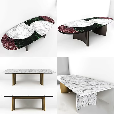 Modern Coffee Table With Elegant Marble Top And Metal Legs In Various Designs 3d model