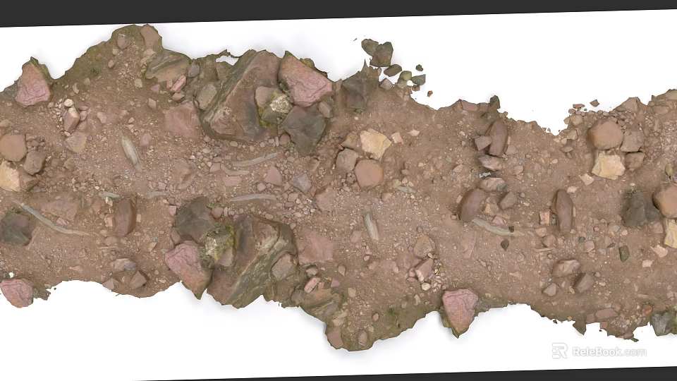 Micro Terrain Landscape With Soil Stones And Small Green Plants 3d model 