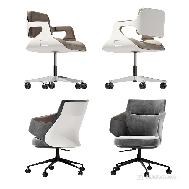 Modern Ergonomic Office Chair With Swivel Wheels Comfortable Backrest And Armrests 3d model 