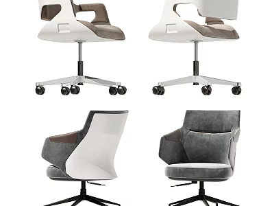 Modern Ergonomic Office Chair With Swivel Wheels Comfortable Backrest And Armrests 3d model