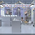 Chinese Restaurant Kitchen Interior With Lanterns Green Plants Dining Tables And Decorative Lights