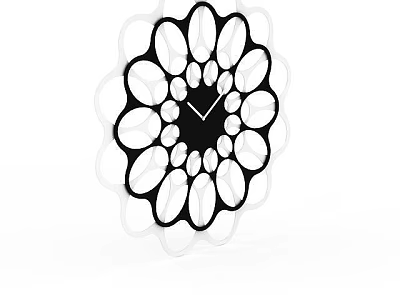 Black and White Flower Shaped Wall Clock with Petal Design for Modern Home Decor 3d model