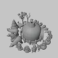 Festive Winter Scene with Igloo Snow Trees Snowmen Polar Bear and Characters