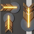 Modern Geometric Wall Decor With Arrow Shapes Circular Design And Metallic LED Lighting Features 3d model