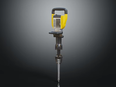 Professional Yellow And Black Demolition Hammer With Handle And Pointed Chisel Bit For Construction Work 3d model