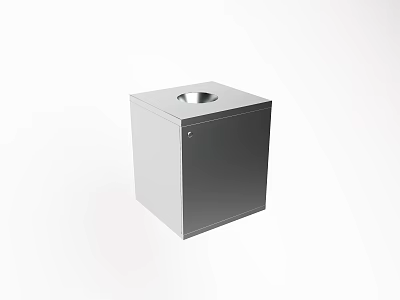 Sleek Square Metal Container With Circular Top Opening And Smooth Surface 3d model