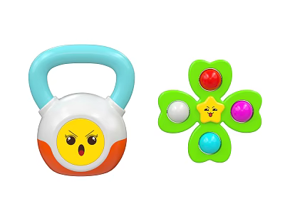 Kids Educational Building Blocks with Smiley Face Dumbbell and Clover Shape Colorful Balls 3d model
