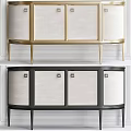 Modern Storage Cabinet Design With Gold And Black Frames And Panel Doors