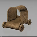 Traditional Handcrafted Wooden Cart With Curved Roof Textured Surface And Wheels
