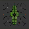 Green Quadrotor Drone With Circuit Board Design And Colorful Components 3d model