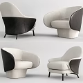 Modern Single Sofa With Light And Dark Gray Upholstery Curved Arms And Stable Base
