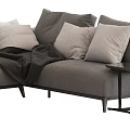 Modern Sectional Sofa With Plush Pillows And Side Tables 3d model