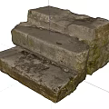 Stone and Wood Stacked Steps with Natural Mossy Texture for Outdoor Decor