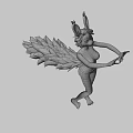 Game Movie Character With Rabbit Ears And Pink Gray Wings In Dynamic Pose