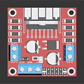 Computer Circuit Board Module With Blue Connectors White Capacitors Black Heatsink And Red Base 3d model