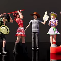 Group of People in Casual Outfits Holding Red Stick Number 1 Sign Near Red Star Machine
