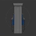Gas Station Fuel Dispenser Blue And Gray With Fuel Nozzles Hoses Modern Design Control Panel