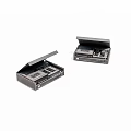 Two Open Electronic Storage Cases With Internal Components And Metallic Lids 3d model