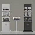 Multi Layer Brochure Display Stands In White Black With Small Sign Holder And Brochures
