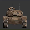 Detailed Military Tank With Camouflage Paint Tracks And Long Gun Barrel