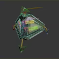 Green And White Geometric Mechanical Device With Red Laser And Metal Support Legs