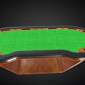 Poker Entertainment Table With Red Green Felt Surfaces Wooden Frame Chips And Dice
