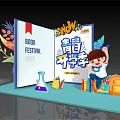 Vibrant Back to School Book Festival With Kid Schoolbag Stationery Globe And Open Book