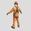 Firefighting Equipment Featuring Orange Suit With Reflective Strips And Safety Harness