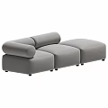 Modern Gray Fabric Modular Sofa With Cylindrical Armrests And Sectional Design 3d model