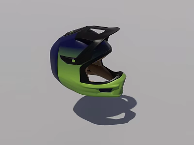 Stylish Sports Helmet With Green And Blue Gradient Design For Safety 3d model