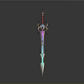 Ornate Fantasy Sword With Vibrant Colorful Hilt And Intricate Blade Design