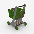 Green And White Wooden Toy Shopping Cart With Playful Design And Wheels