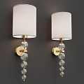 Elegant Modern Gold Metal Wall Lamps With White Pleated Shade And Glass Globe Accents