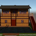 Ancient Traditional Architecture Featuring Wooden Structure Tile Roof Stone Wall And Courtyard