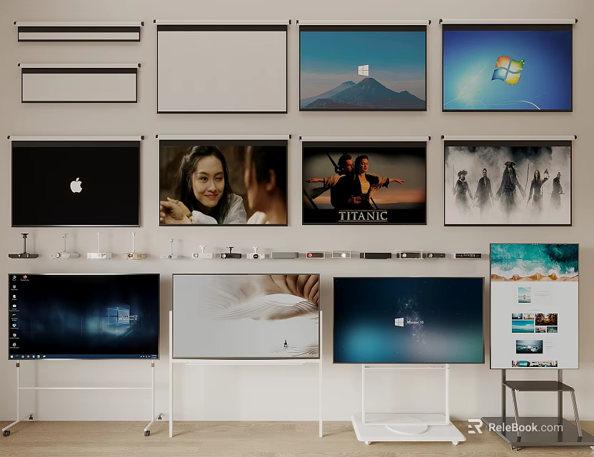 Projection Monitoring System With Multiple Screens And Various Display Contents 3d model 