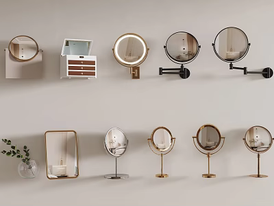 Stylish Vanity Mirrors With Various Designs Gold Frames And Stands For Home Decor 3d model