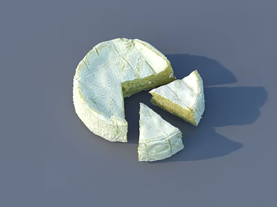Fresh Round Cheese Wheel With Sliced Pieces On Gray Background 3d model