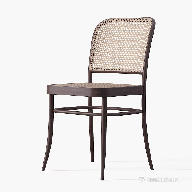 Modern Leisure Chair With Wooden Frame And Woven Rattan Back Design 3d model 