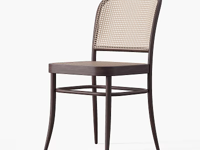 Modern Leisure Chair With Wooden Frame And Woven Rattan Back Design 3d model