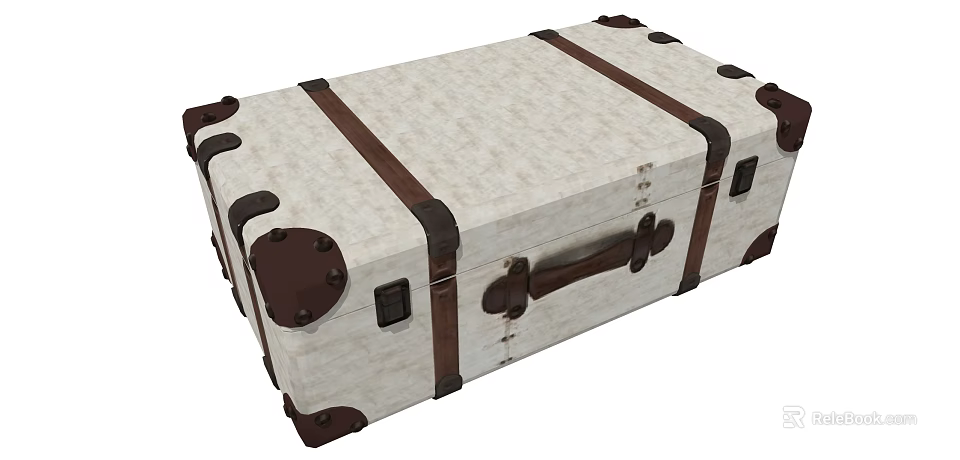 High Quality Vintage Luggage Hardware Tools with Leather Straps and Metal Buckles 3d model 