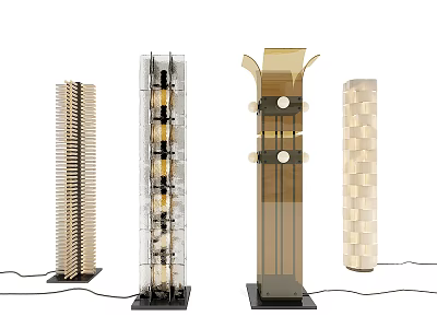 Stylish Modern Floor Lamps With Various Designs Glass Metal Bodies And Decorative Accents 3d model