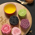 Mid-Autumn Moon Cake Flows Heart Moon Cake Moon Cake Mid-Autumn Festival Food Dessert Mid-Autumn Festival Flows Heart 3d model