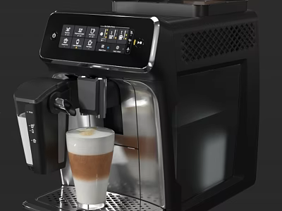 Modern Automatic Coffee Machine Kitchen Appliance With Digital Display And Coffee Cup 3d model