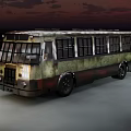 Old Rusty Green And Brown Bus On Road During Dusk Evening Time