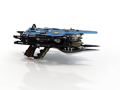 Blue Sci Fi Weapon With Complex Mechanical Structure And Futuristic Design 3d model