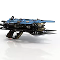 Blue Sci Fi Weapon With Complex Mechanical Structure And Futuristic Design