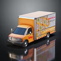 Orange Delivery Truck With Colorful Graphics Tasty Treats And Rewards