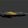3D Model of Decorative Weapon With Yellow Gray Sharp Blade and Intricate Design