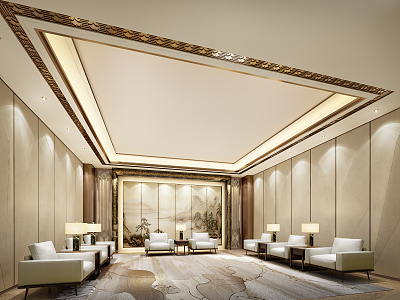 New Chinese Reception Room Hotel VIP Reception Room 3d model