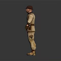 3D Human Character In Beige Explorer Costume With Brown Hat And Natural Hanging Hands
